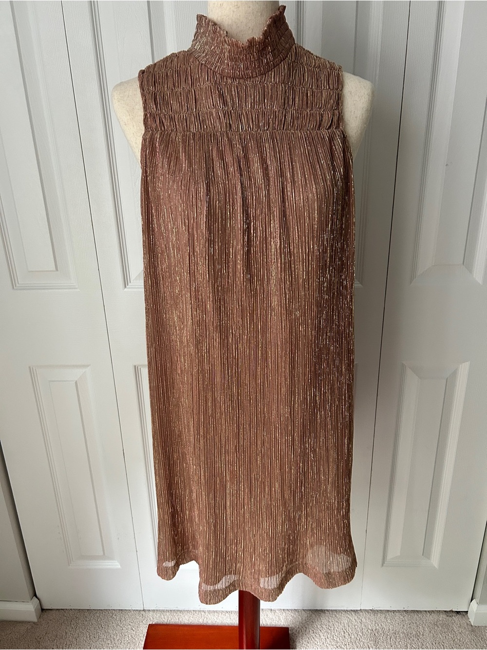 Nine West Metallic Pleated Dress